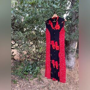Vintage color block Red Dress